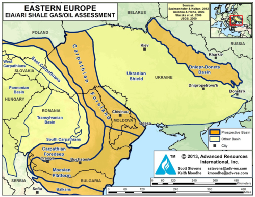 Prospective shale gas basins of Eastern Europe